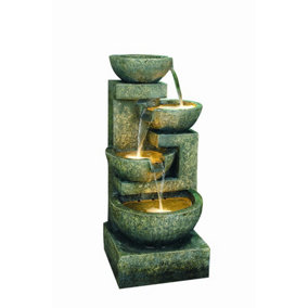 Aqua Creations Large Granite Four Bowl Mains Plugin Powered Water Feature with Protective Cover