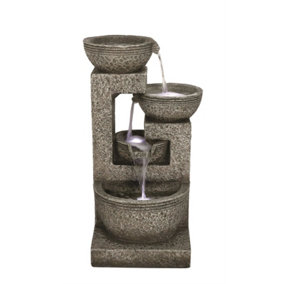 Aqua Creations Large Grey 4 Bowl Mains Plugin Powered Water Feature with Protective Cover