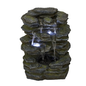 Aqua Creations Leith Slate Falls Mains Plugin Powered Water Feature with Protective Cover