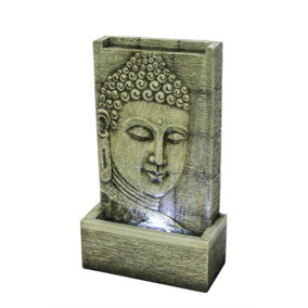 Aqua Creations Light Grey Buddha Wall Solar Water Feature with Protective Cover