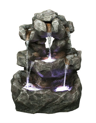 Aqua Creations Louisiana Rock Falls Solar Water Feature with Protective Cover