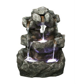 Aqua Creations Louisiana Rock Falls Solar Water Feature with Protective Cover