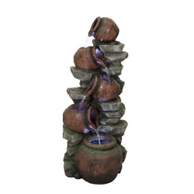 Aqua Creations Madeira Pouring Pots Mains Plugin Powered Water Feature with Protective Cover