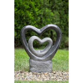 Aqua Creations Maryville Bubbling Hearts Solar Water Feature with Protective Cover