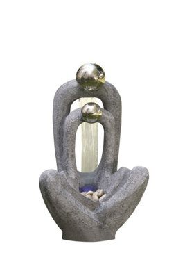 Aqua Creations Meditating Couple 2 S/S Spheres Mains Plugin Powered Water Feature with Protective Cover