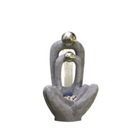Aqua Creations Meditating Couple 2 S/S Spheres Mains Plugin Powered Water Feature with Protective Cover