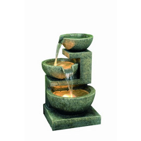 Aqua Creations Medium Granite 3 Bowl Mains Plugin Powered Water Feature with Protective Cover