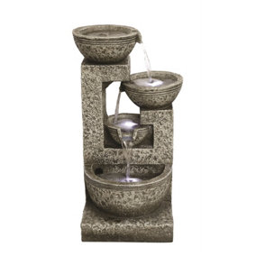 Aqua Creations Medium Grey 4 Bowl Mains Plugin Powered Water Feature with Protective Cover