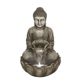 Aqua Creations Medium Grey Buddha Mains Plugin Powered Water Feature with Protective Cover