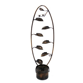 Aqua Creations Metal Birds on Leaves Solar Water Feature