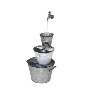 Aqua Creations Metal Buckets & Tap Mains Plugin Powered Water Feature with Protective Cover
