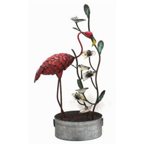 Aqua Creations Metal Flamingo Fountain Solar Water Feature with Protective Cover