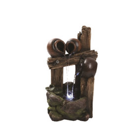 Aqua Creations Nebraska Spilling Pots Mains Plugin Powered Water Feature with Protective Cover
