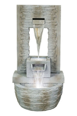 Aqua Creations Newhaven Double Cascade Mains Plugin Powered Water Feature with Protective Cover