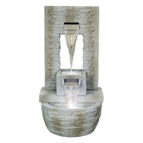 Aqua Creations Newhaven Double Cascade Mains Plugin Powered Water Feature with Protective Cover