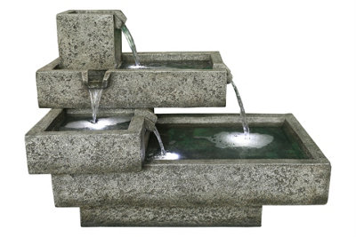 Aqua Creations Oakland Stacked Troughs Mains Plugin Powered Water Feature with Protective Cover