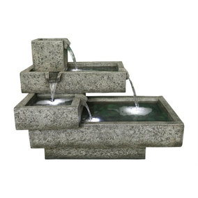 Aqua Creations Oakland Stacked Troughs Mains Plugin Powered Water Feature with Protective Cover