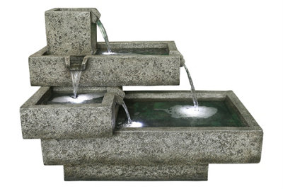 Aqua Creations Oakland Stacked Troughs Solar Water Feature with Protective Cover