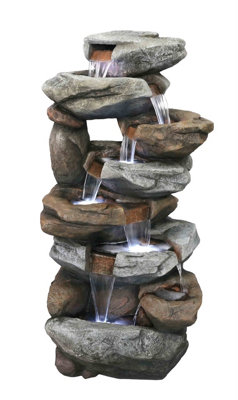 Aqua Creations Oklahoma Rock Falls Mains Plugin Powered Water Feature with Protective Cover
