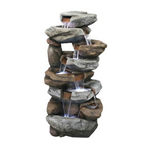 Aqua Creations Oklahoma Rock Falls Solar Water Feature with Protective Cover