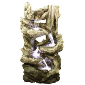 Aqua Creations Open Driftwood Falls Solar Water Feature with Protective Cover