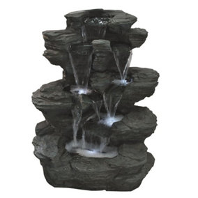 Aqua Creations Pine Lake Slate Falls Solar Water Feature with Protective Cover