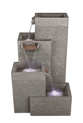 Aqua Creations Rectangular Grey Pillars Solar Water Feature with Protective Cover
