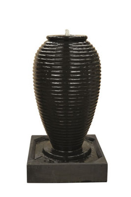 Aqua Creations Ribbed Jar Fountain Mains Plugin Powered Water Feature with Protective Cover