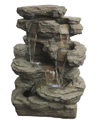 Aqua Creations Rock Creek Slate Falls Mains Plugin Powered Water Feature with Protective Cover