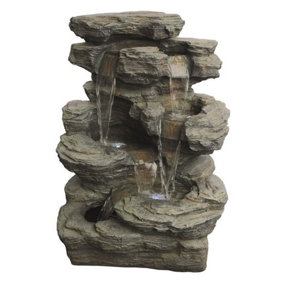 Aqua Creations Rock Creek Slate Falls Solar Water Feature with Protective Cover