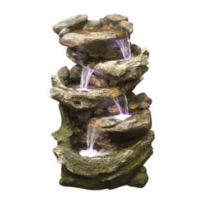 Aqua Creations Rock & Wood Falls Solar Water Feature with Protective Cover