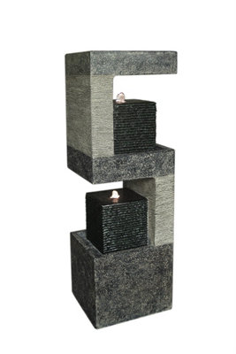 Aqua Creations S Shape Black Columns Mains Plugin Powered Water Feature with Protective Cover