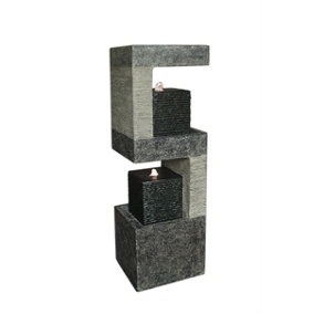 Aqua Creations S Shape Black Columns Mains Plugin Powered Water Feature with Protective Cover