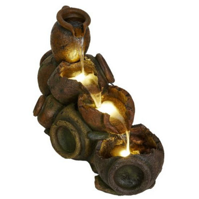 Aqua Creations Salisbury Cascading Pots Mains Plugin Powered Water Feature with Protective Cover