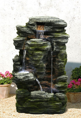 Aqua Creations Sassari Fountain Mains Plugin Powered Water Feature with Protective Cover