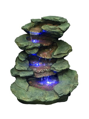 Aqua Creations Seattle Slate Falls River Mains Plugin Powered Water Feature with Protective Cover