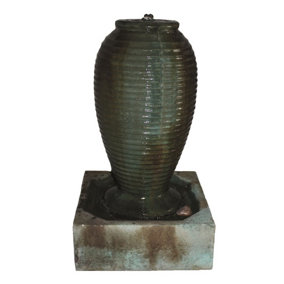 Aqua Creations Small Ribbed Jar Fountain Mains Plugin Powered Water Feature with Protective Cover