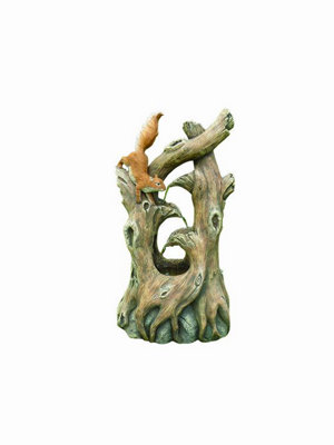 Aqua Creations Squirrel on Branches Solar Water Feature with Protective Cover