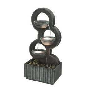 Aqua Creations Stacked Circular Bowls Mains Plugin Powered Water Feature with Protective Cover