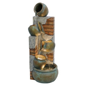 Aqua Creations Stockholm Pouring Pots Mains Plugin Powered Water Feature with Protective Cover