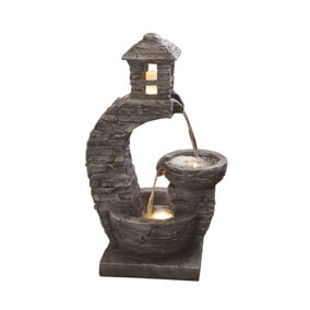 Aqua Creations Stone Pouring Lantern Mains Plugin Powered Water Feature with Protective Cover