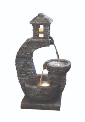 Aqua Creations Stone Pouring Lantern Mains Plugin Powered Water Feature with Protective Cover