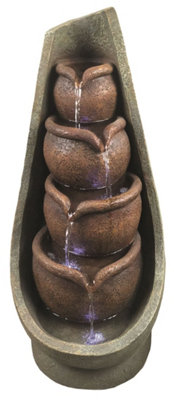 Aqua Creations Stone Surround Pouring Pots Mains Plugin Powered Water Feature with Protective Cover