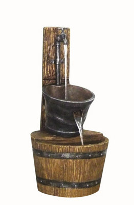 Aqua Creations Tap on Post with Barrel Solar Water Feature with ...