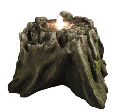 Aqua Creations Tree Trunk Section Mains Plugin Powered Water Feature with Protective Cover