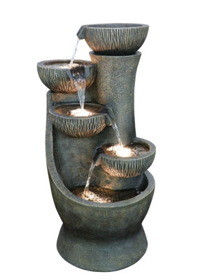 Aqua Creations Vancouver Pouring Bowls Mains Plugin Powered Water Feature with Protective Cover
