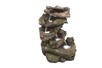 Aqua Creations Virginia Driftwood Falls Solar Water Feature with Protective Cover