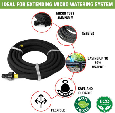 Aqua Drop Soaker Garden Hose-15m Flexible Hose Pipe-Premium Recycled Rubber Irrigation Pipe with 20 Soaker Hose Pegs - 5