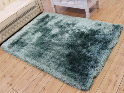 Aqua Handmade , Luxurious , Modern , Plain , Shaggy , Sparkle Easy to Clean Rug for Living Room, Bedroom - 140cm X 200cm