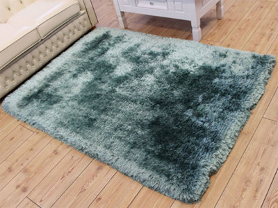 Aqua Handmade , Luxurious , Modern , Plain , Shaggy , Sparkle Easy to Clean Rug for Living Room, Bedroom - 160cm X 230cm